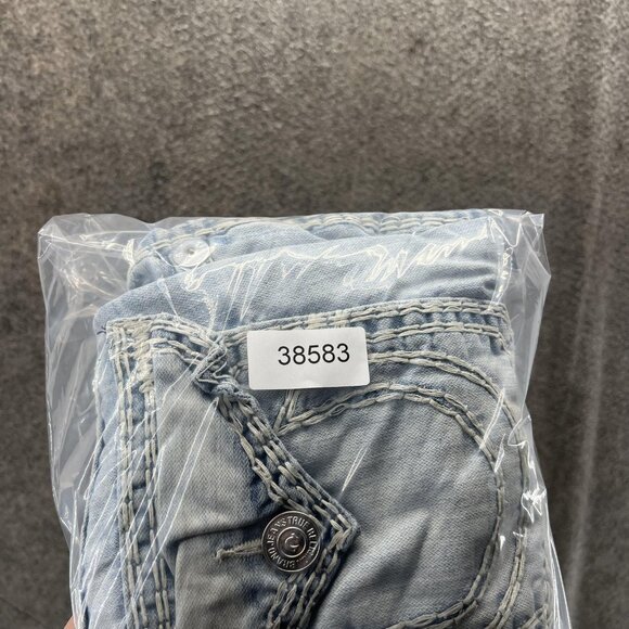 True Religion Jeans Mens 36 Light Wash Section Straight Flap Embroidered - Picture 12 of 12